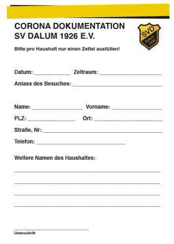 +++ Heimspiele beim SV Dalum - Hygienekonzept +++